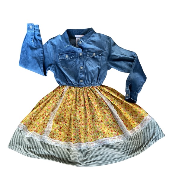 Blue Denim Dress with Button Details - Picture 3 of 5